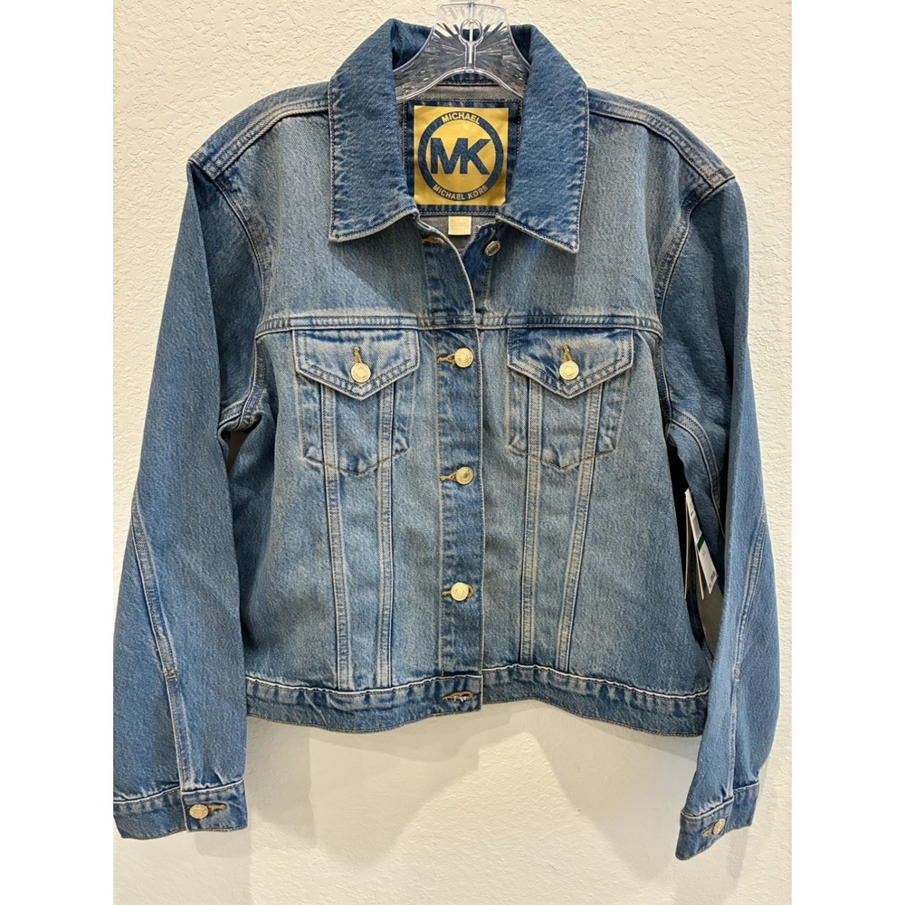 MICHAEL KORS~ Women's Blue Denim Jacket~ Gold-Tone Buttons. Size L~ NWT